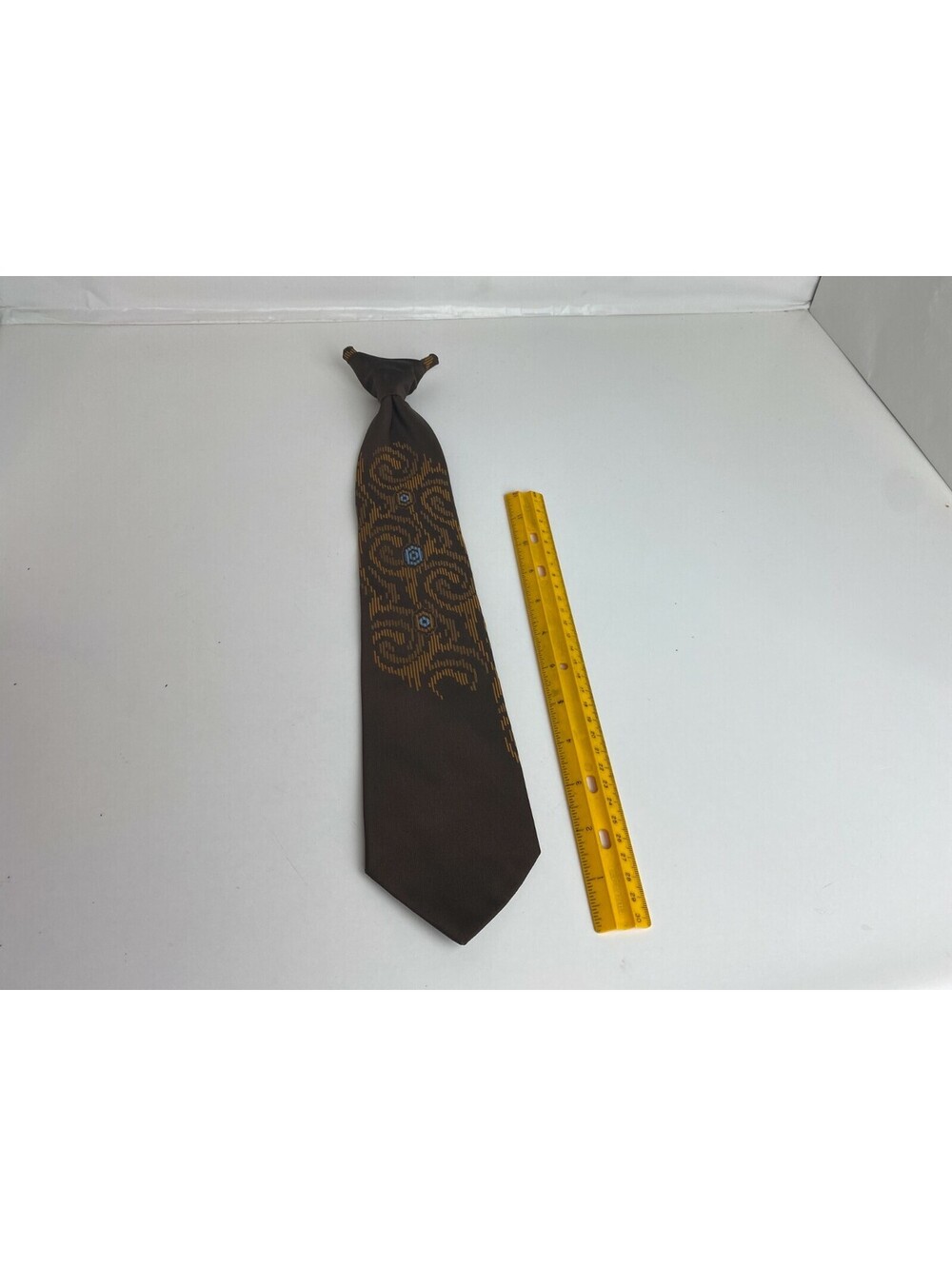 Vintage Wembley Wemlon Brown Blue Western Style 17.5" Long Clip On Tie